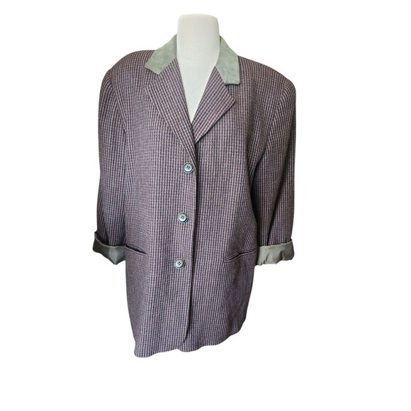Harve Bernard Preppy Blazer Womens L Brown Heritage Suede Academia Professional - Picture 2 of 9
